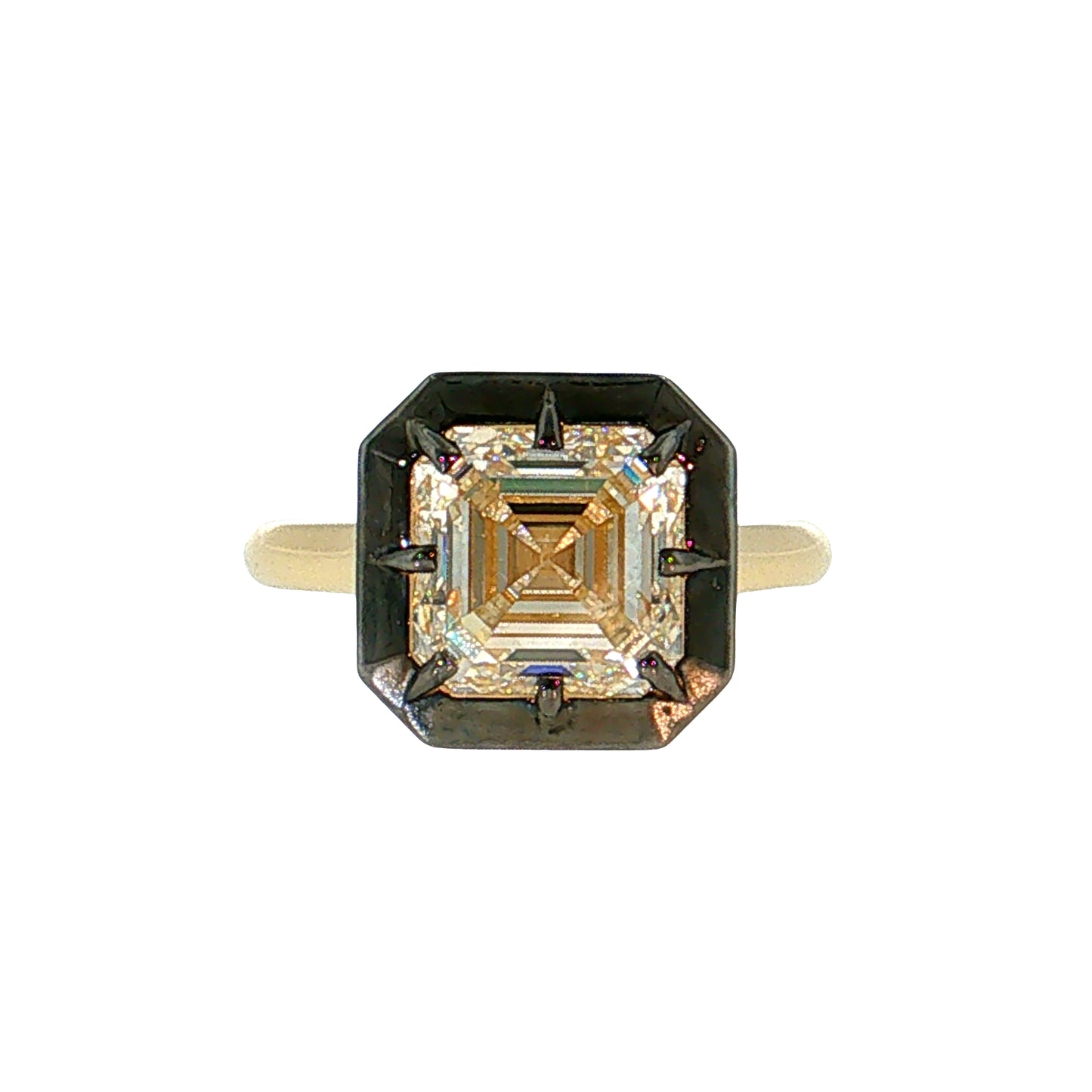 4.03 Asscher Cut Diamond Engagement Ring 18k Gold