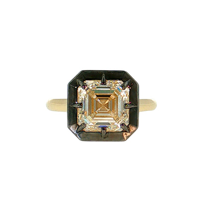 4.03 Asscher Cut Diamond Engagement Ring 18k Gold