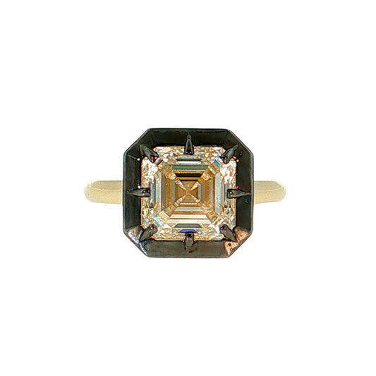 4.03 Asscher Cut Diamond Engagement Ring 18k Gold