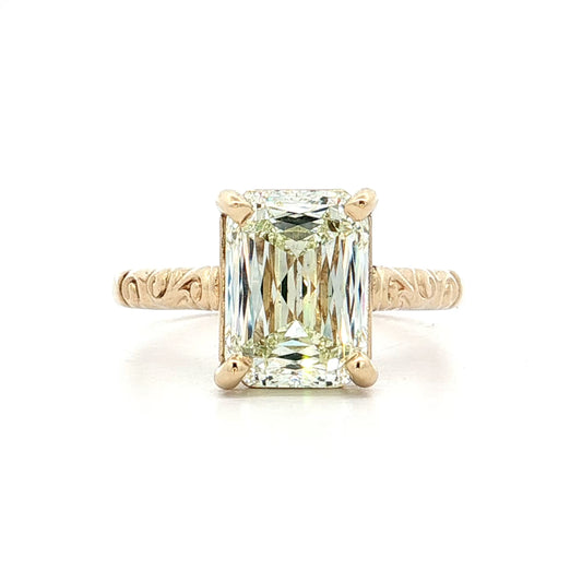 4.03 Emerald Step Cut Diamond Engagement Ring 14k