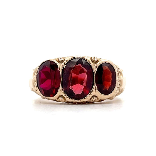 4.04 Men's Victorian Garnet Ring in 10k Yellow Gold