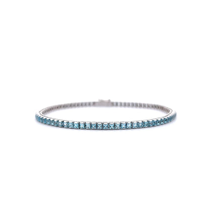 4.05 Princess Aquamarine Line Bracelet 14k White Gold