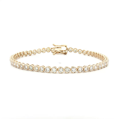 4.08 Bezel Diamond Tennis Necklace 14k Yellow Gold