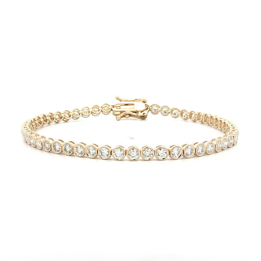 4.08 Bezel Diamond Tennis Necklace 14k Yellow Gold