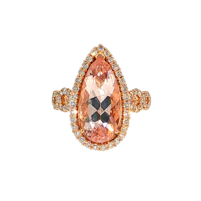4.10 Morganite Pear Cocktail Ring 18k Rose Gold