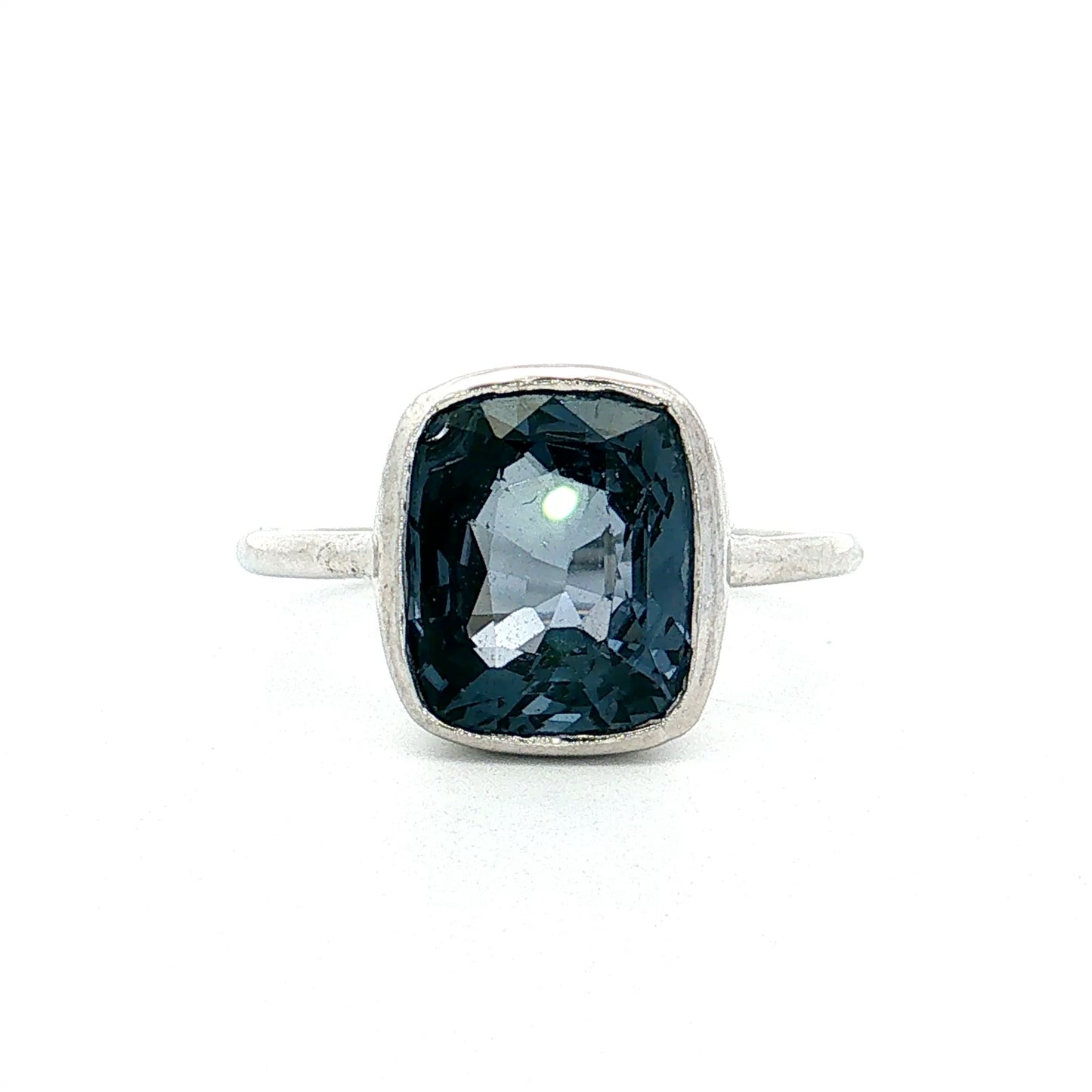 4.12 Cushion Blue Spinel Solitaire Ring Platinum