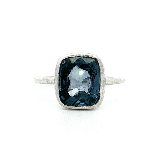 4.12 Cushion Blue Spinel Solitaire Ring Platinum