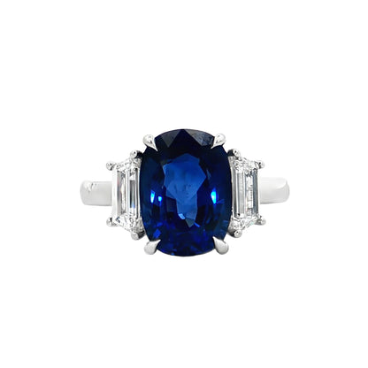 4.15 Cushion Sapphire & Diamond Engagement Ring 18k