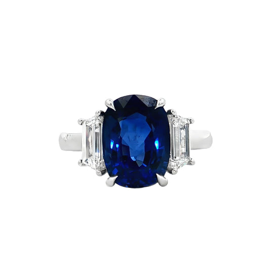 4.15 Cushion Sapphire & Diamond Engagement Ring 18k