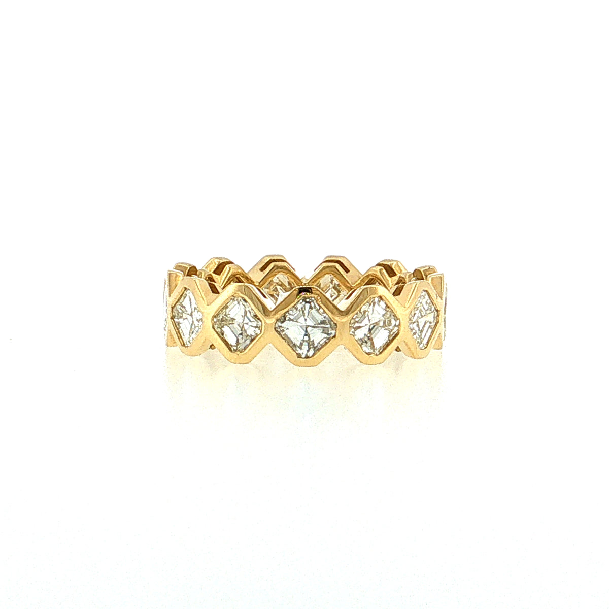 4.16 Asscher Cut Diamond Eternity Band 18k Yellow Gold