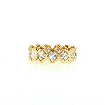 4.16 Asscher Cut Diamond Eternity Band 18k Yellow Gold