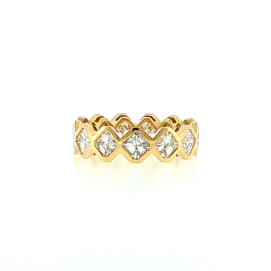 4.16 Asscher Cut Diamond Eternity Band 18k Yellow Gold