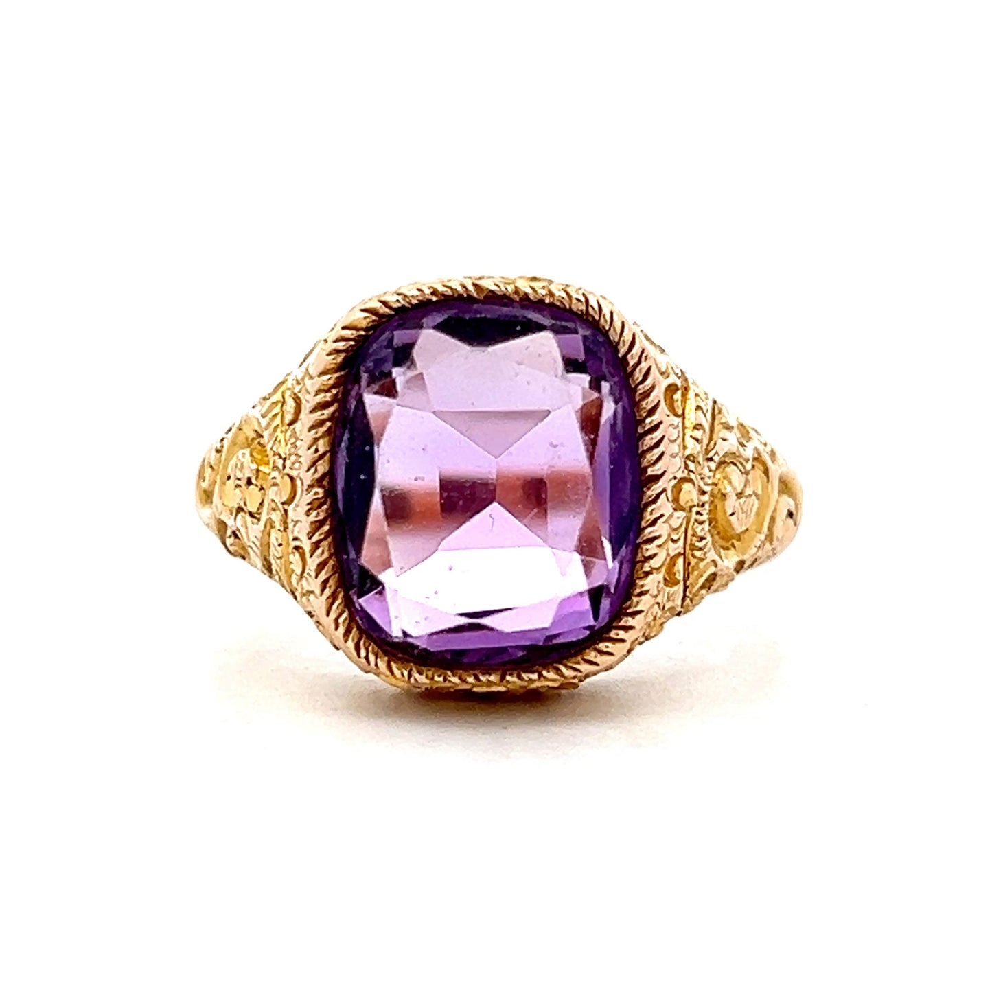 4.18 Vintage Victorian Amethyst Cocktail Ring in 14k