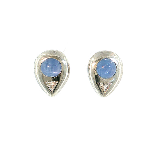 4.20 Star Sapphire & Diamond Stud Earrings Platinum