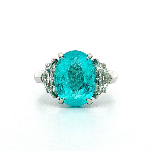 Paraiba Tourmaline Diamond Ring Platinum