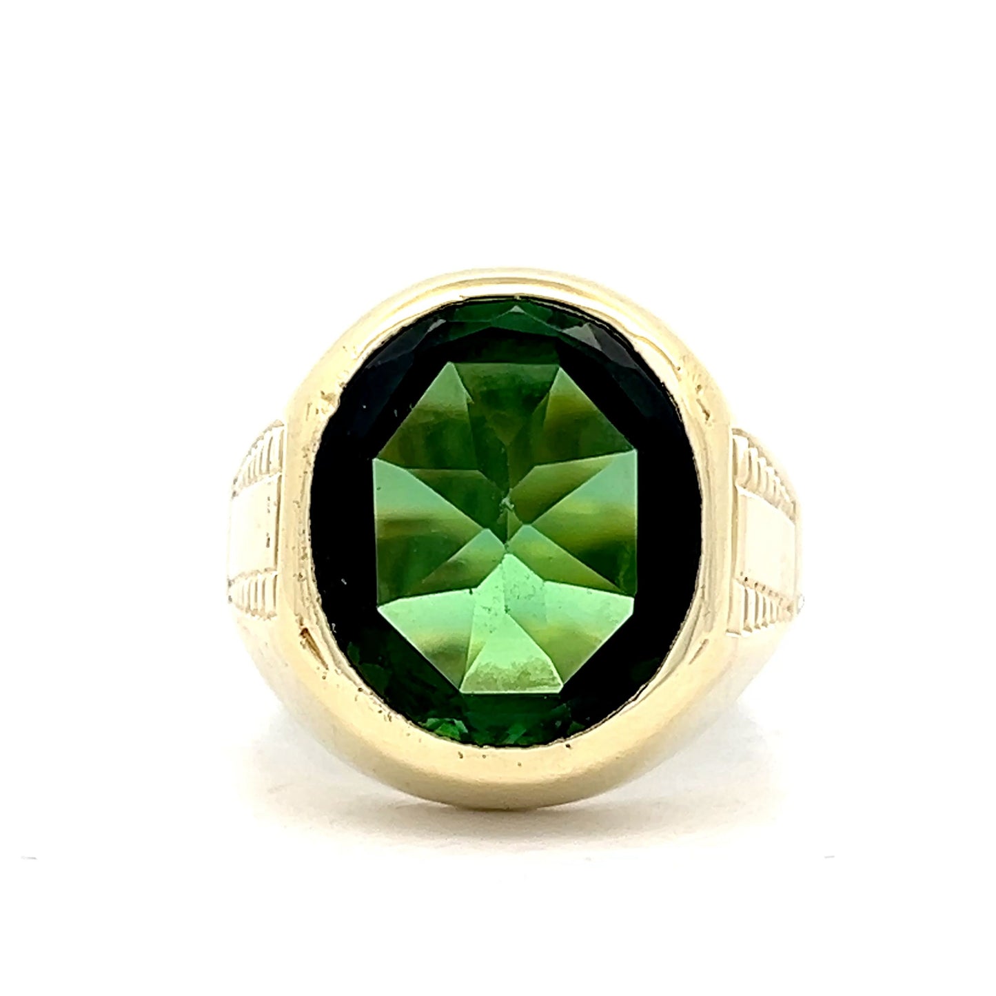 4.30 Oval Green Tourmaline Cocktail Ring in 14k