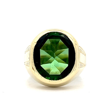 4.30 Oval Green Tourmaline Cocktail Ring in 14k
