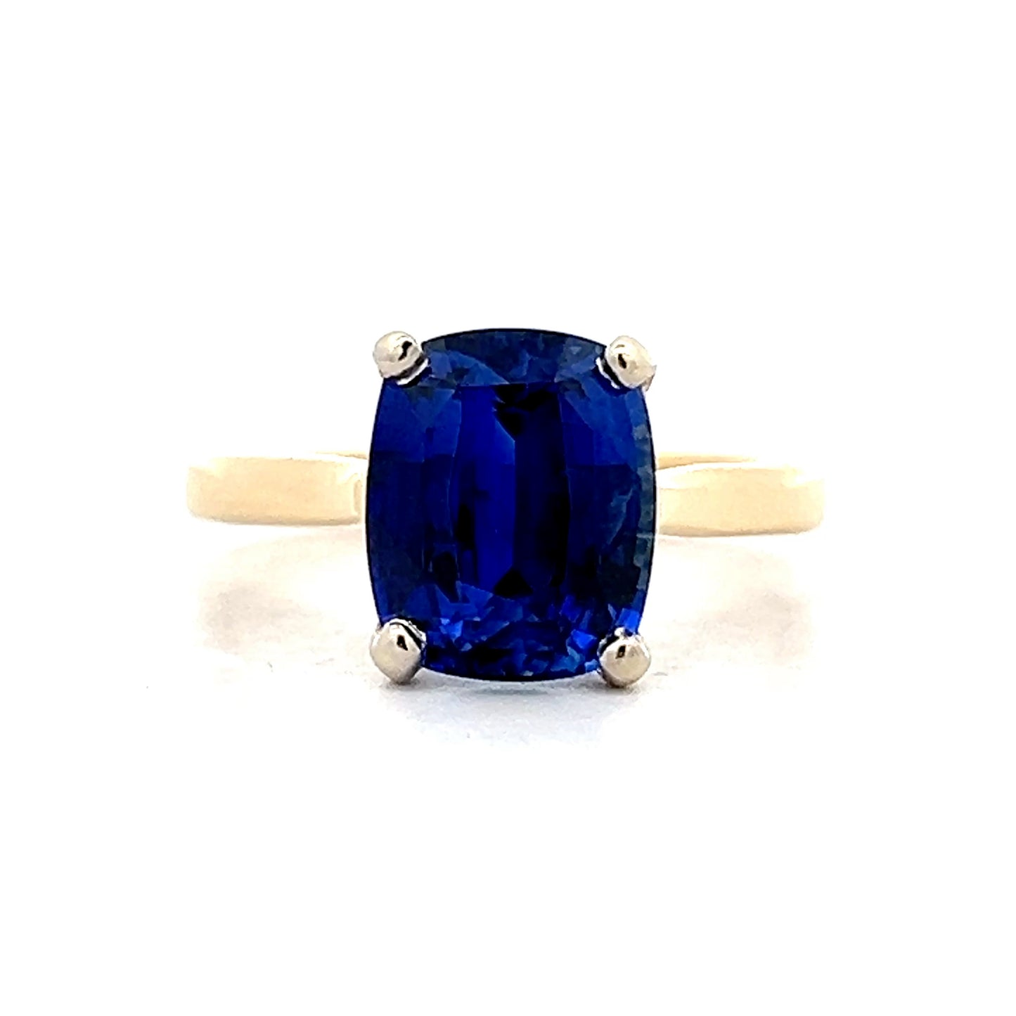 4.37 Cushion Cut Blue Sapphire Engagement Ring 18k
