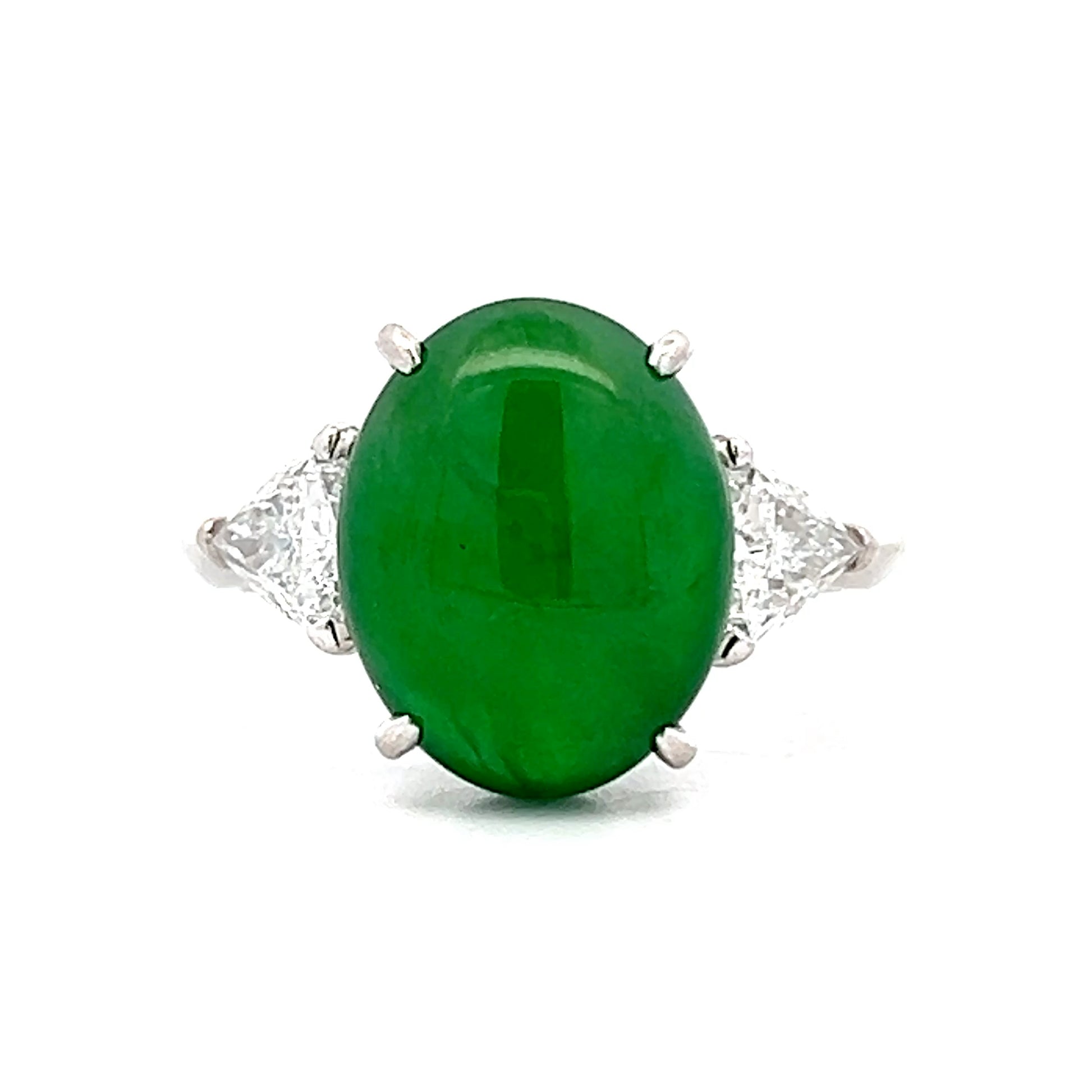 4.41 Cabochon Jadeite & Diamond Cocktail Ring Platinum