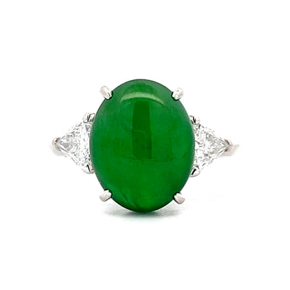 4.41 Cabochon Jadeite & Diamond Cocktail Ring Platinum