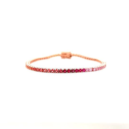 4.43 Rainbow Sapphire Bracelet in 14k Rose Gold