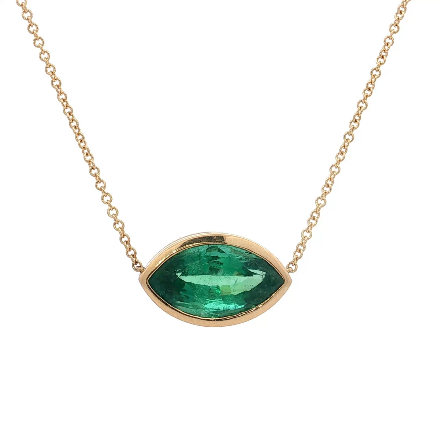 4.46 Marquise Emerald Pendant Necklace 18k