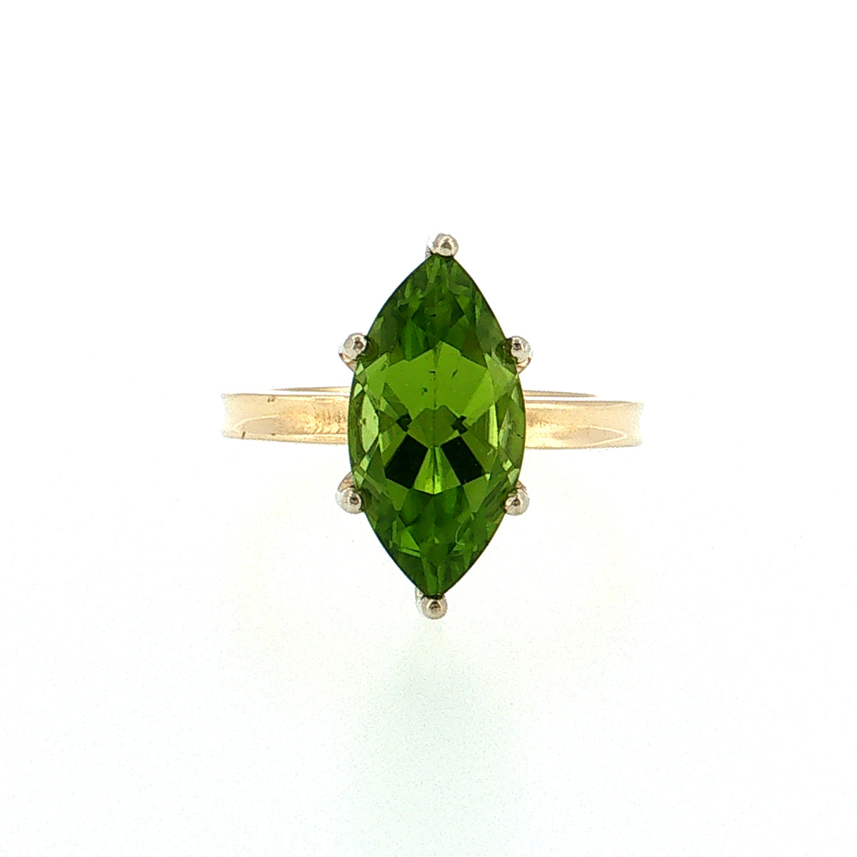 4.48 Marquise Cut Peridot Cocktail Ring Two-Tone 14k