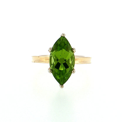 4.48 Marquise Cut Peridot Cocktail Ring Two-Tone 14k