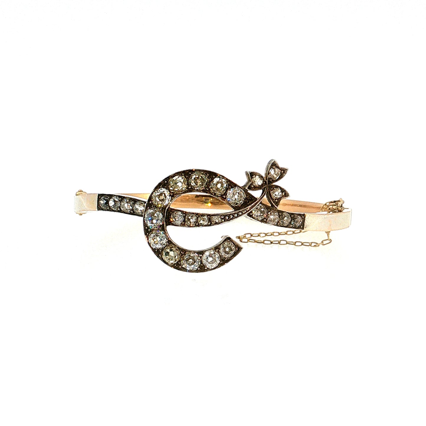 4.53 Antique Edwardian Old Mine Diamond Bangle 18k