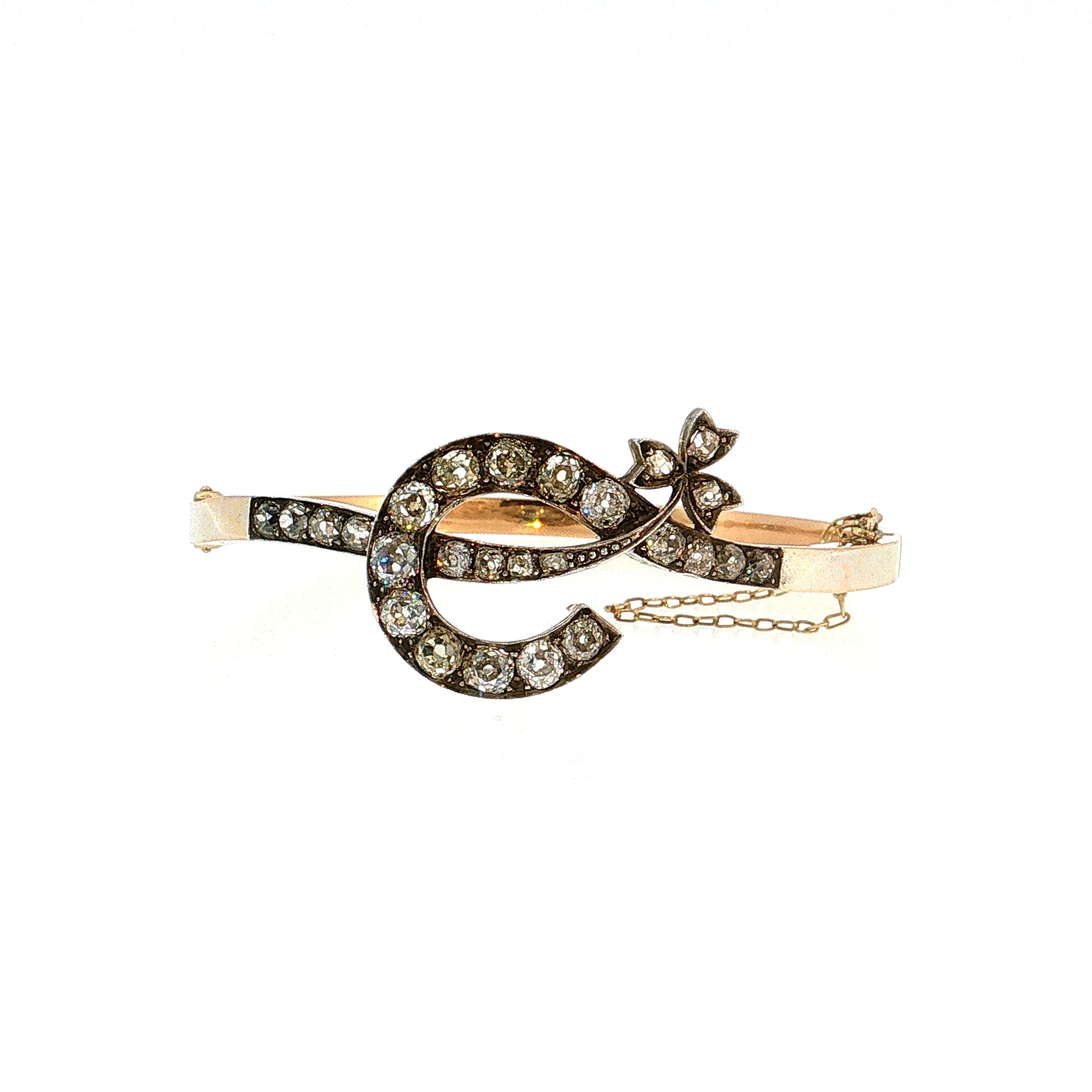4.53 Antique Edwardian Old Mine Diamond Bangle 18k