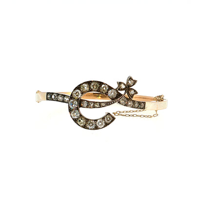 4.53 Antique Edwardian Old Mine Diamond Bangle 18k
