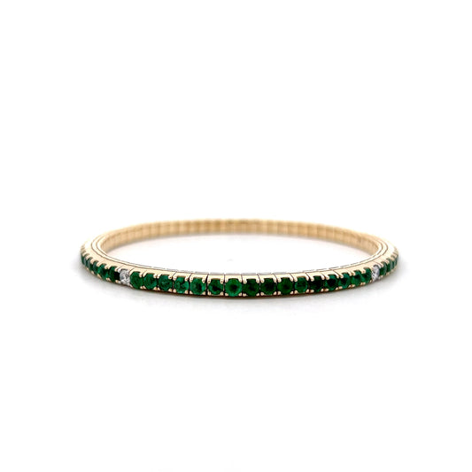 4.69 Round Cut Emerald Bangle Tennis Bracelet in 14k