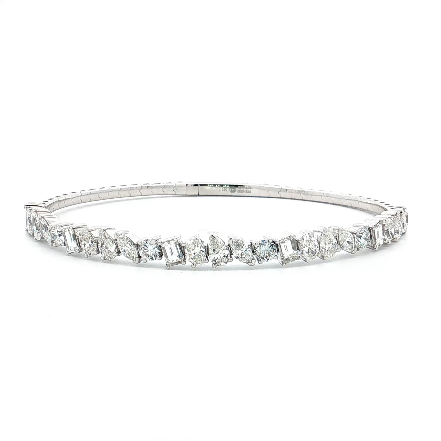 4.75 Diamond Flexible Bangle Bracelet 14k White Gold