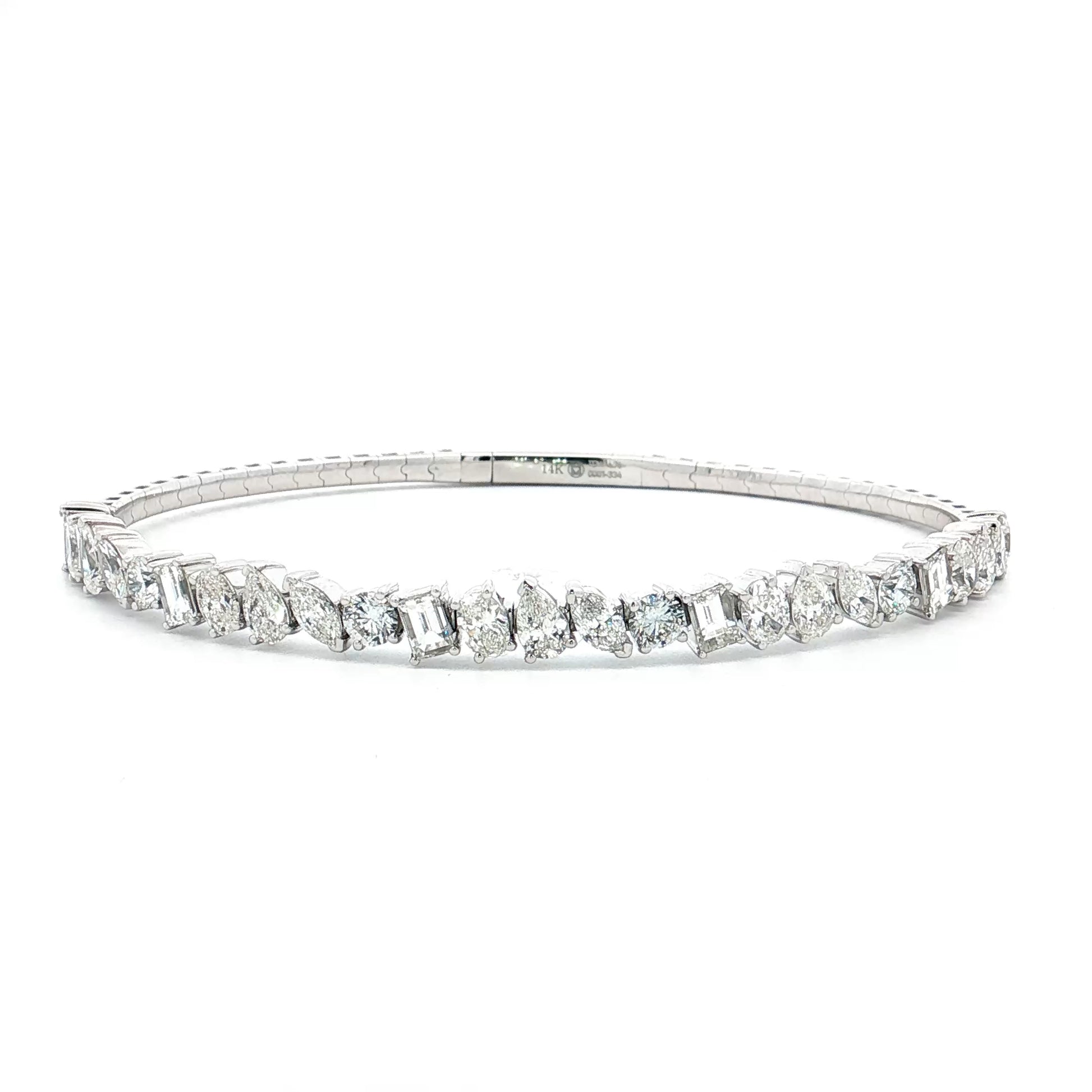 4.75 Diamond Flexible Bangle Bracelet 14k White Gold