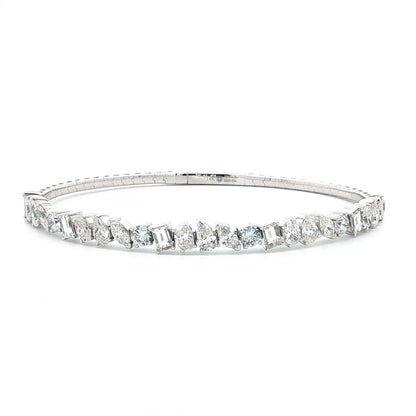 4.75 Diamond Flexible Bangle Bracelet 14k White Gold