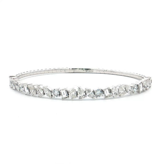4.75 Diamond Flexible Bangle Bracelet 14k White Gold