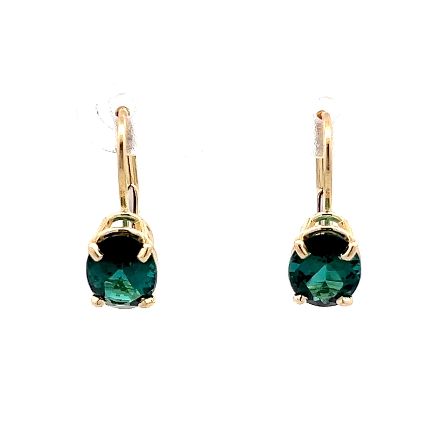 2.38 Indicolite Tourmaline Drop Earrings in 14k