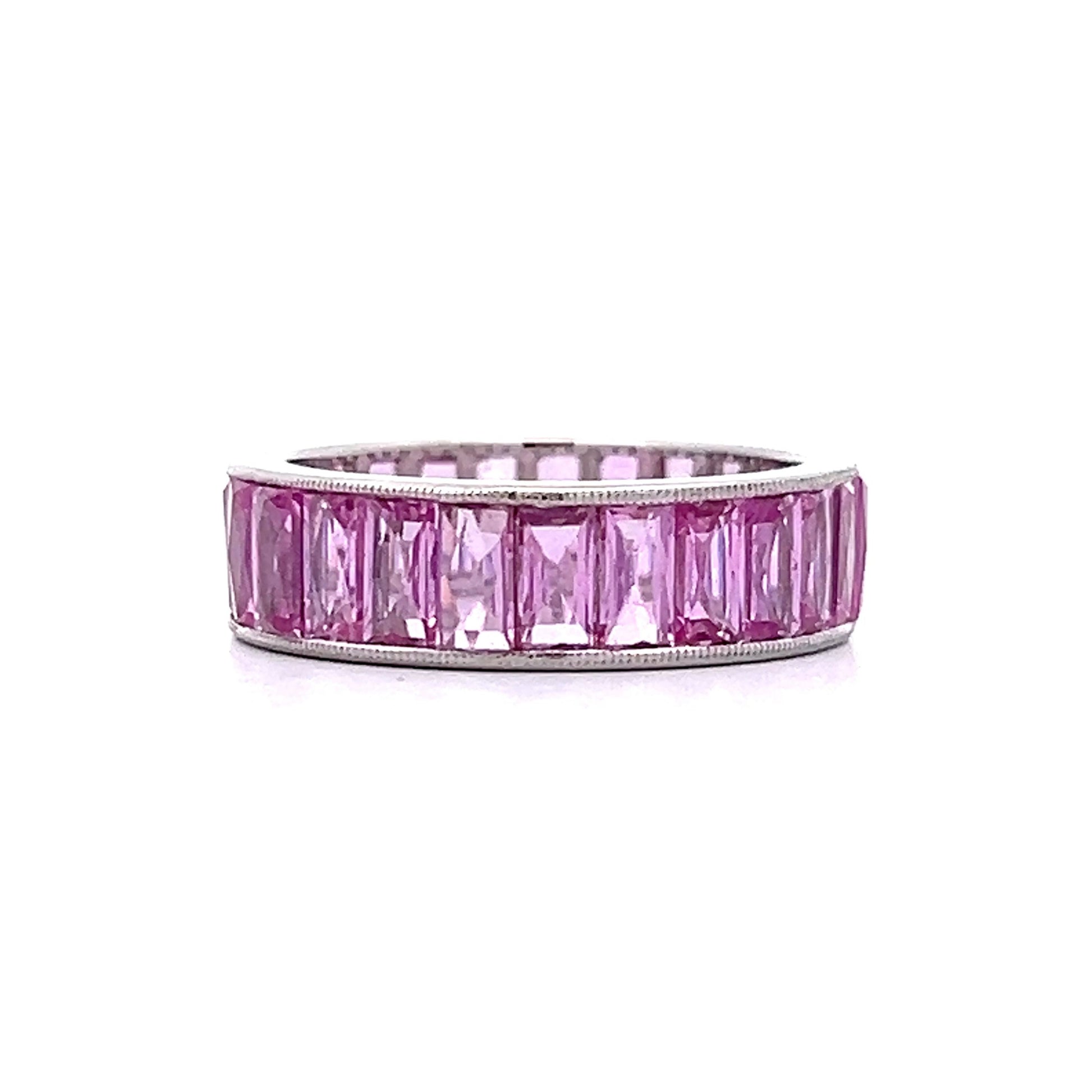 4.80 French Cut Pink Sapphire Eternity Band in Platinum