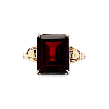 4.87 Vintage Retro Emerald Cut Garnet Cocktail Ring in 14k