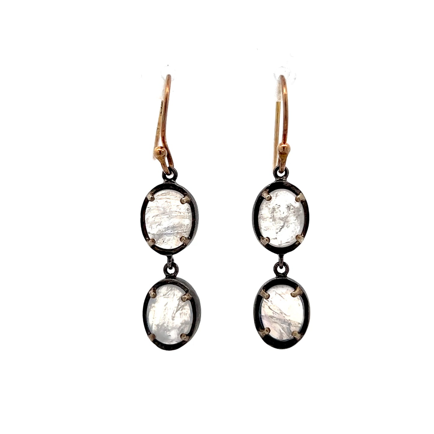 4.88 Cabochon Moonstone Earrings in 14k Yellow Gold