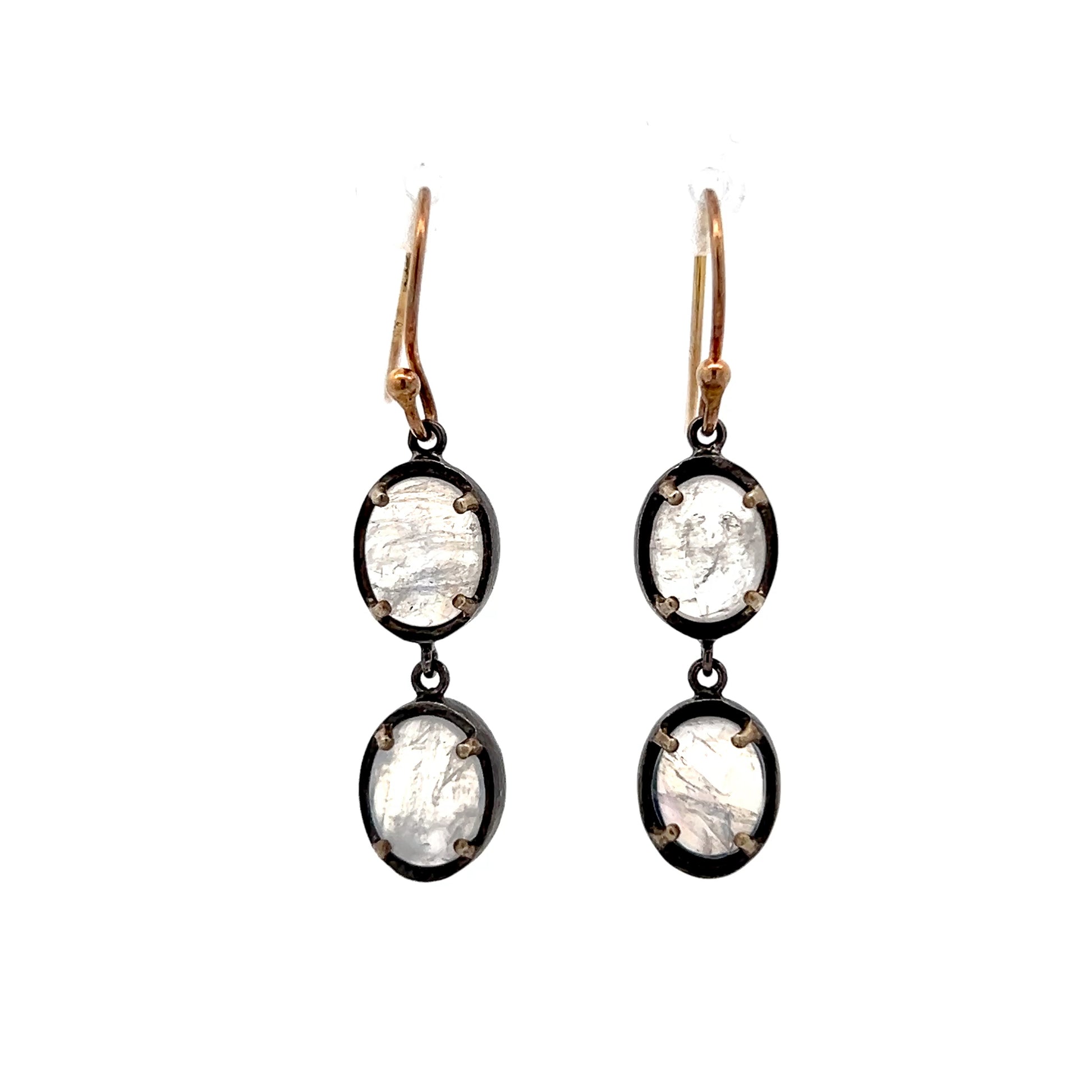 4.88 Cabochon Moonstone Earrings in 14k Yellow Gold