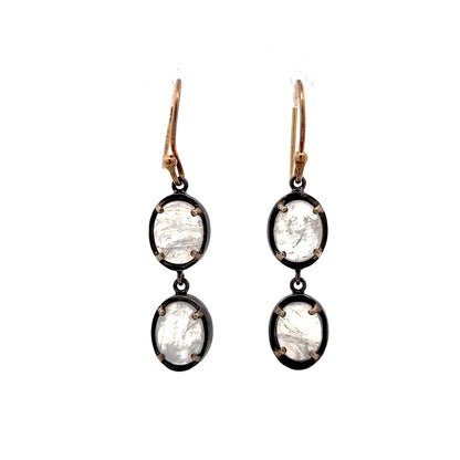 4.88 Cabochon Moonstone Earrings in 14k Yellow Gold