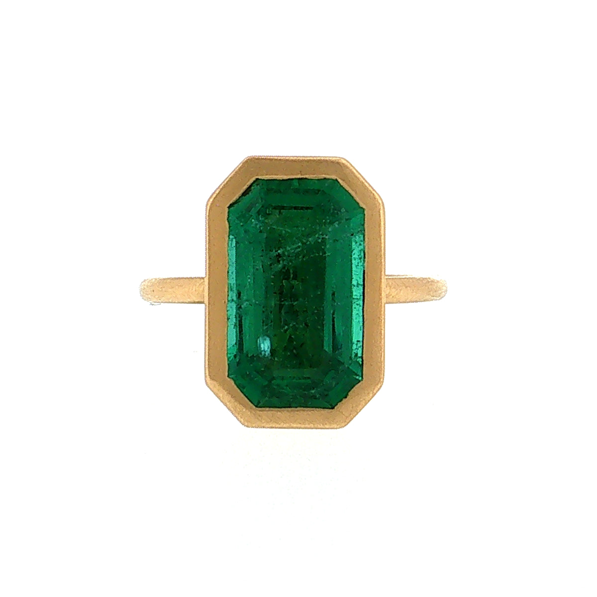 4.88 Emerald Cut Emerald Cocktail Ring 18k Yellow Gold