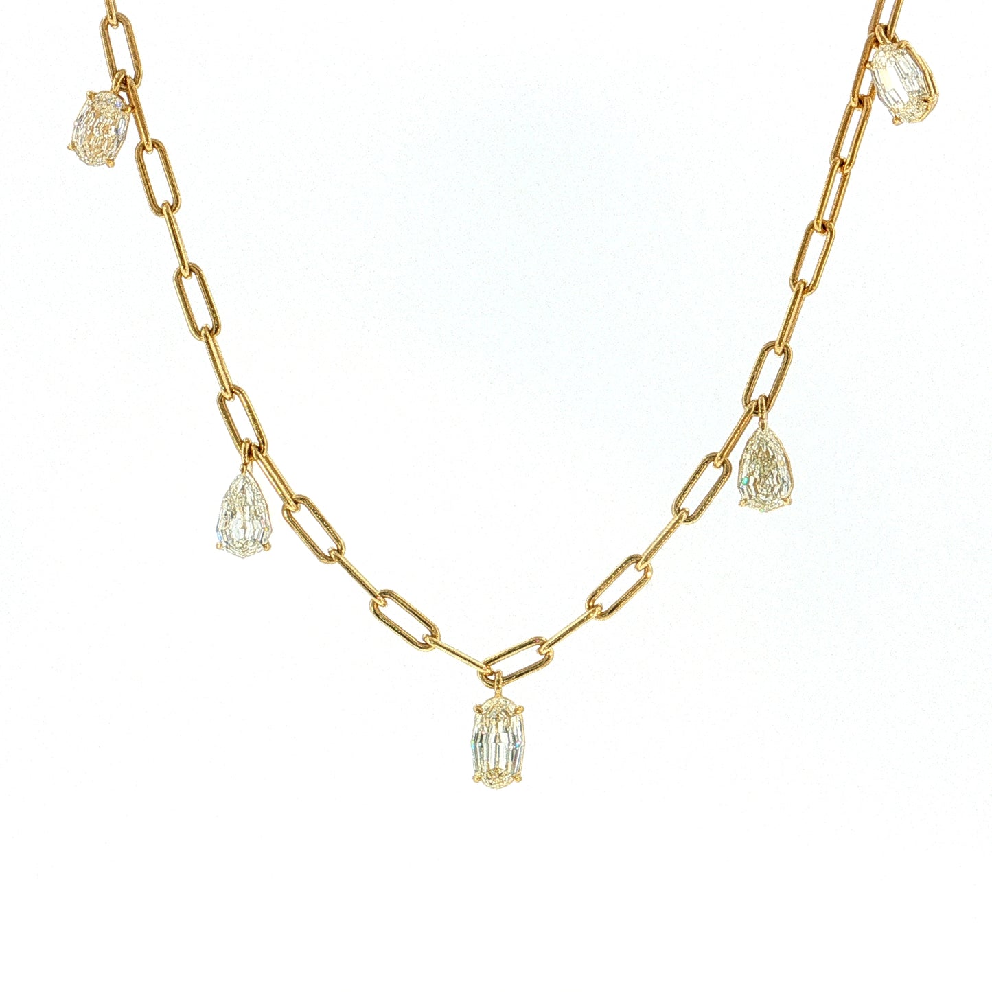 4.88 Mixed Cut Diamond Drop Necklace 18k Yellow Gold