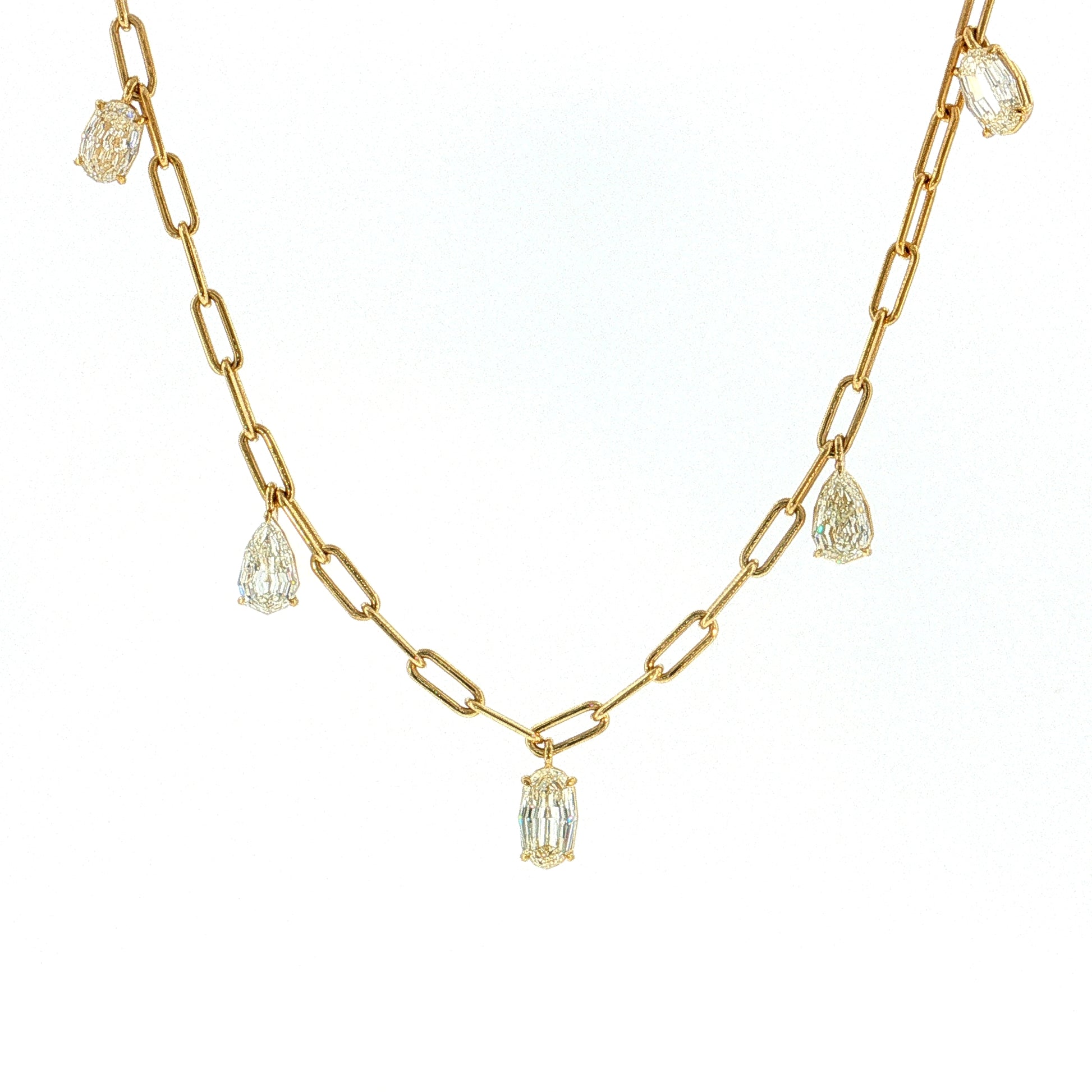 4.88 Mixed Cut Diamond Drop Necklace 18k Yellow Gold