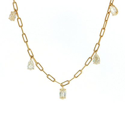 4.88 Mixed Cut Diamond Drop Necklace 18k Yellow Gold