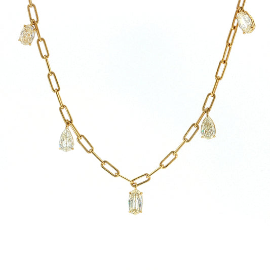 4.88 Mixed Cut Diamond Drop Necklace 18k Yellow Gold