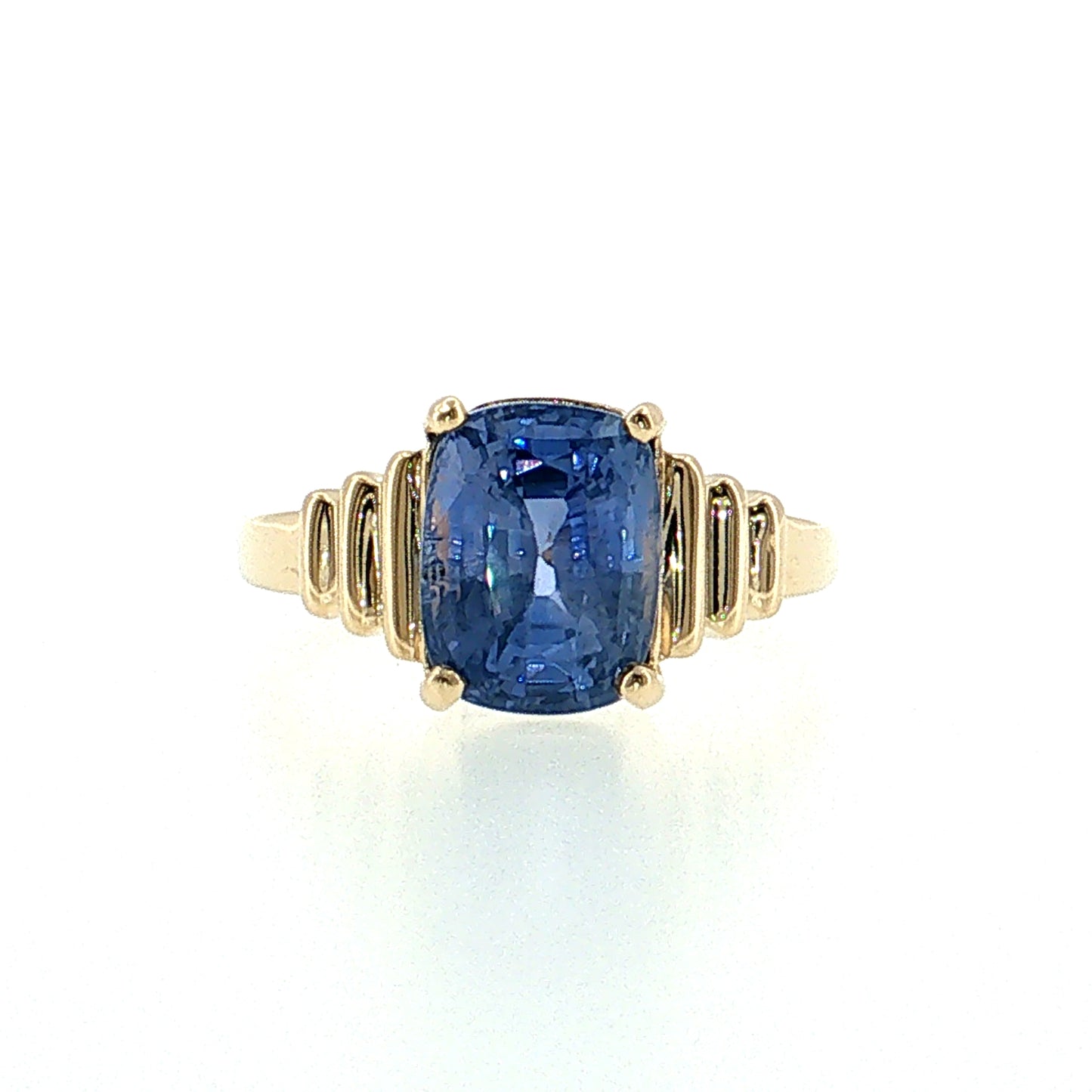 4.98 Cushion Blue Sapphire Engagement Ring 14k