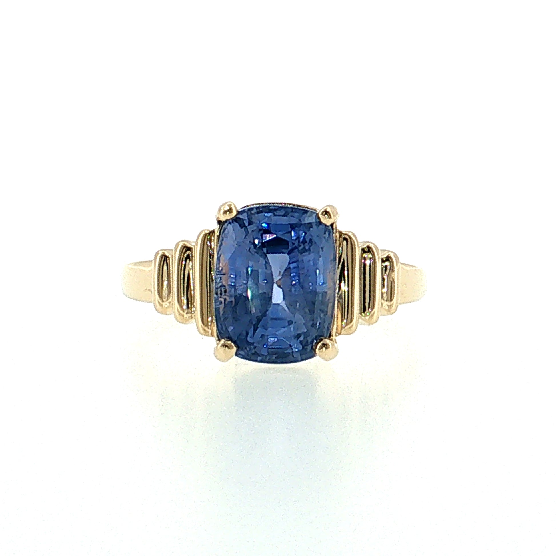 4.98 Cushion Blue Sapphire Engagement Ring 14k