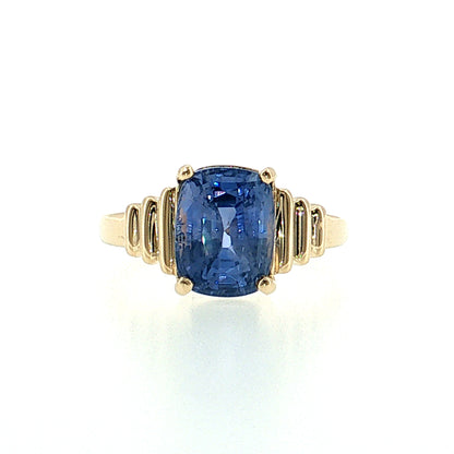 4.98 Cushion Blue Sapphire Engagement Ring 14k